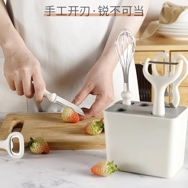 Cooking tools peeler scissors egg beater bottle opener set with storage base box