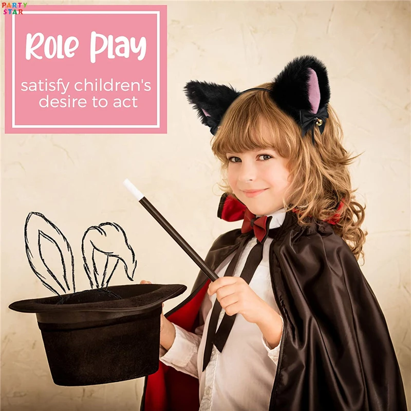 Hot Sale Party Halloween Headband Ribbon Bow Bell Plush Hair Accessories Cute Cat Ears Girl Headdress