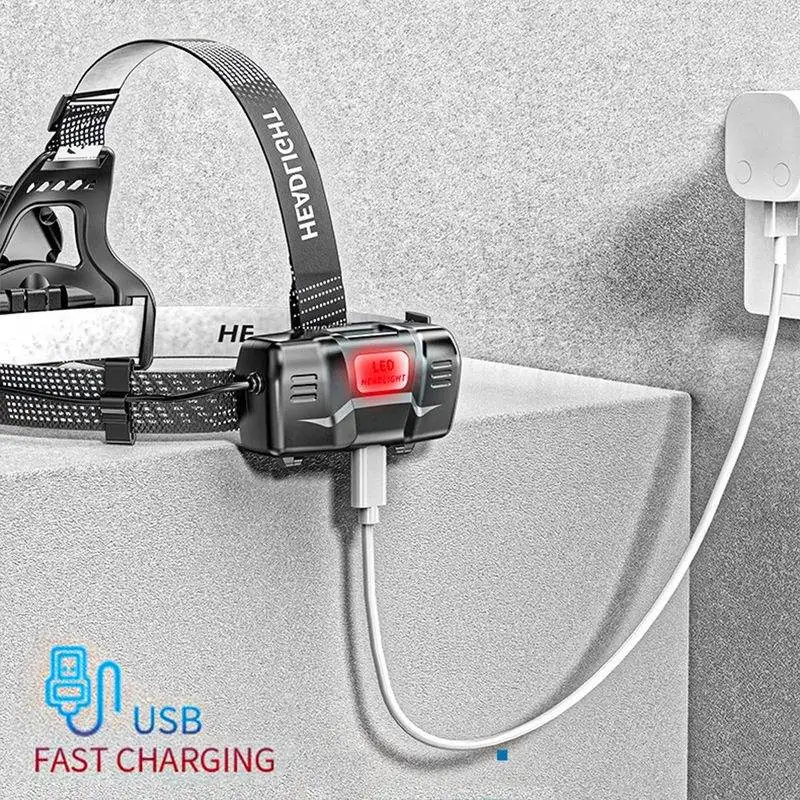 Ультраяркий светодиодный налобный фонарь с зарядкой от USB и датчиком движения для рыбалки
