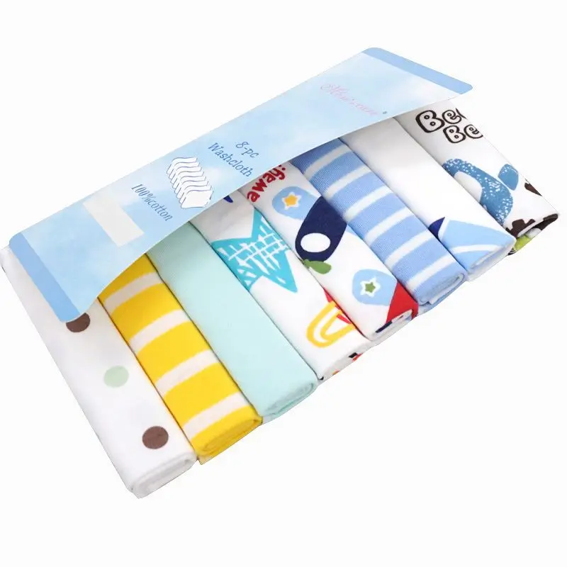 Newborn 8pcs 100% cotton saliva towel cute bibs child hand towel