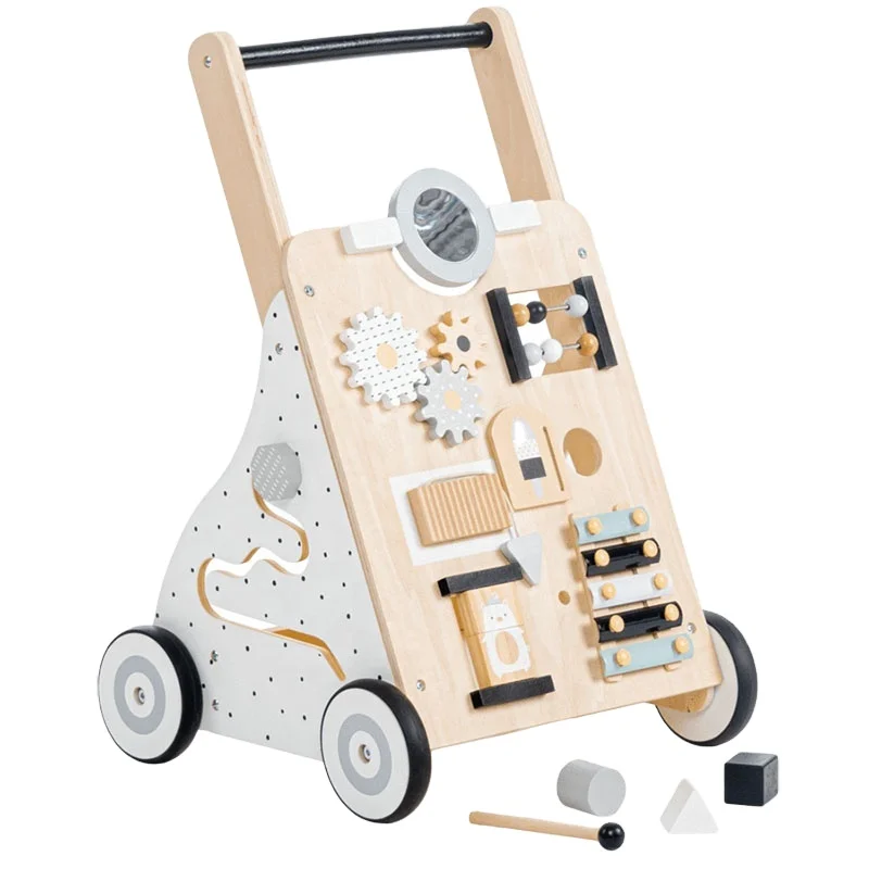 2022 hot Wooden multifunction Baby Learning Walker Educational Baby Activity Walker Wooden Toy