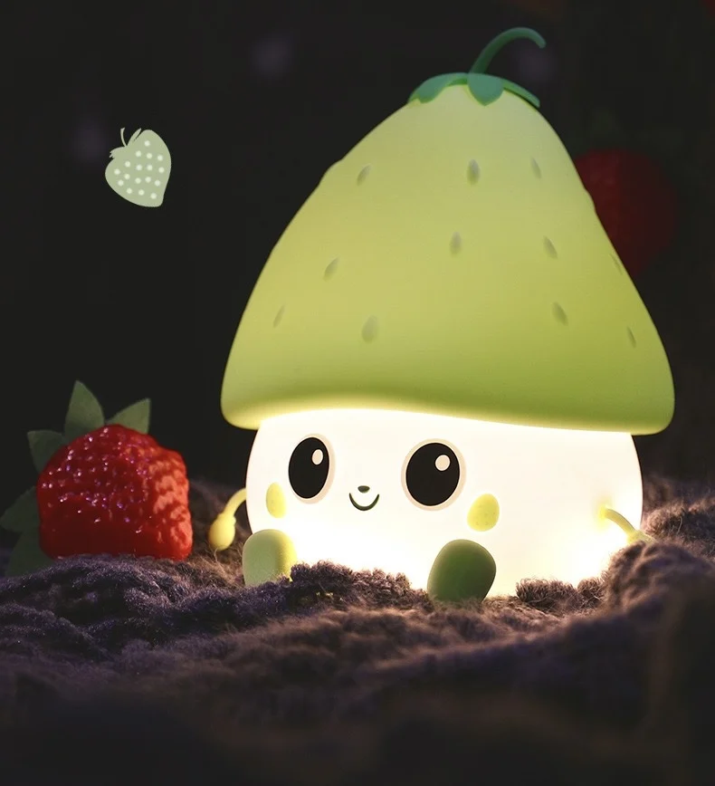 Ever Bright Cute Strawberry Silicone Lamp Bed Decorative  Led Night Light Objects