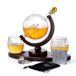 High quality Fancy whiskey decanter globe set Glass Globe decanter glass bar accessories with whiskey stone