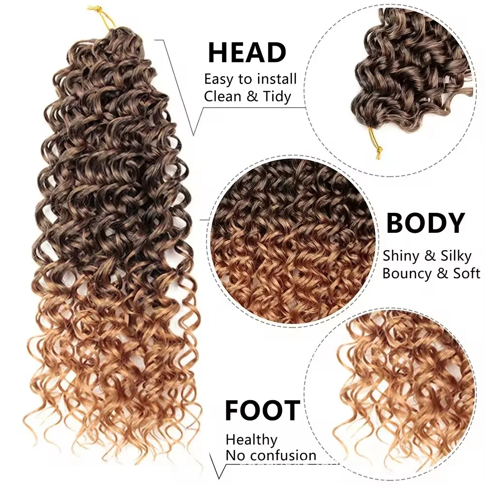 Synthetic Braiding Hair Natural Wave Water Wave Crochet Braids Deep Ocean Wave Hair Extensions Afro GoGo Curl Crochet Hair
