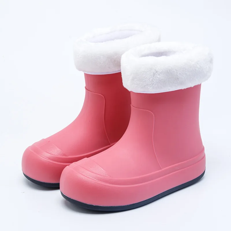 Winter Rain Shoes Women Plus Velvet Fashion Rain Boots Comfortable Waterproof Shoes Non-Slip Wear-Resistant Rubber Shoes