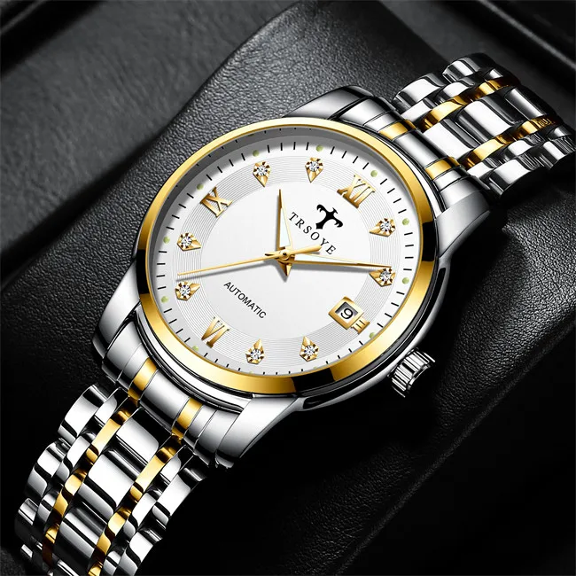 Wrist Watch Gold Skeleton Waterproof Luxury Automatic High Quality Stainless Steel Tourbil Wholesale Custom Men Mechanical Watch