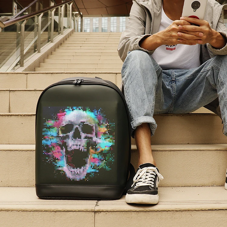 LP100 Wifi app control led screen backpack dynamic smart back pack led display bag pack
