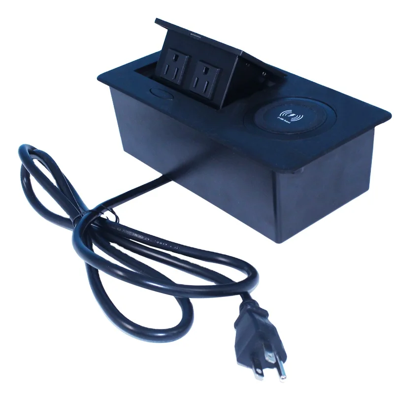 US Standard Table Hidden Pop Up Power Socket 10W Wireless Charging Pop Up Socket Kitchen Smart Phone USB Pop Up Socket Outlet