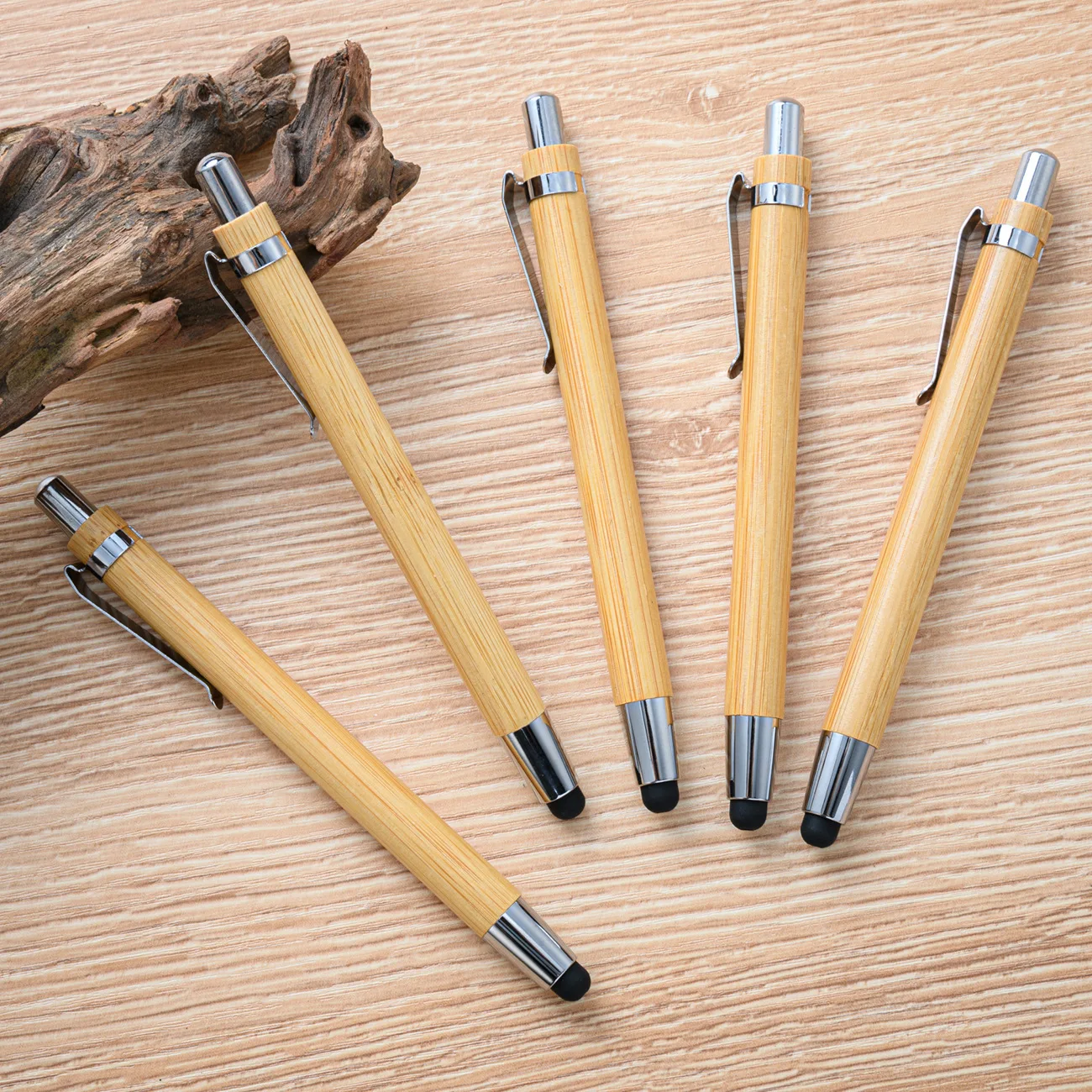 Factory Hot Sales Customized Logo Office Wood Stylus Ball Point Pens Custom Eco Friendly Natural Wooden Bamboo Ballpoint Pen