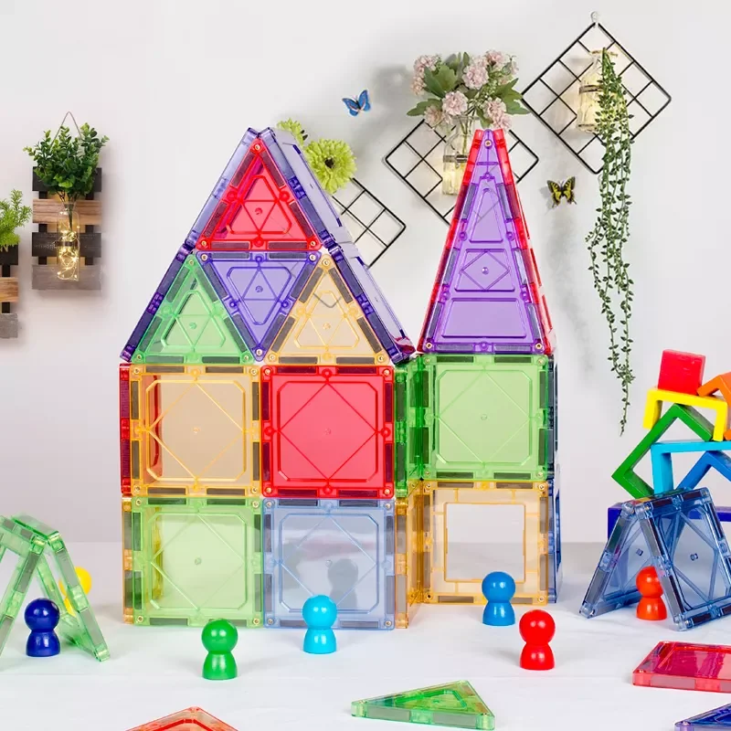 Diy Kid Toy Magnet Build Tiles Clear Color 3d Magnetic Construction Tiles Plastic Building Blocks Toys For Kids