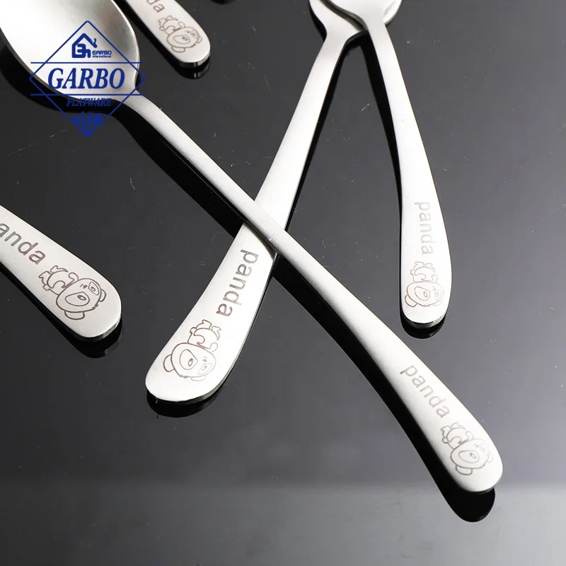 Cheap Price Restaurant Coffee Shop Hand Polished Customized Laser Logo Long Handle 7.5 Inch Silver Ice Coffee Latte Spoon