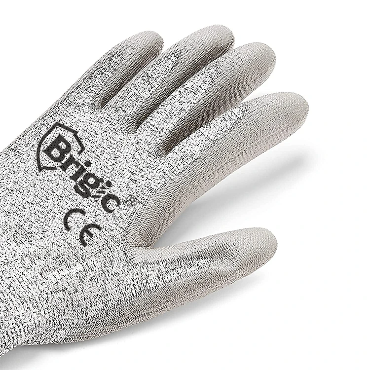 PU Palm Coated Cut Resistant HPPE Anti-Static Gloves For Men Work
