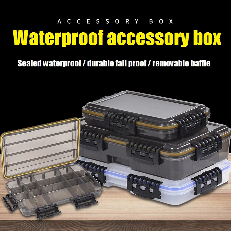 Fishing Box Waterproof Japan PP Plastic Transparent Black Tackle Lure Tool With Removable