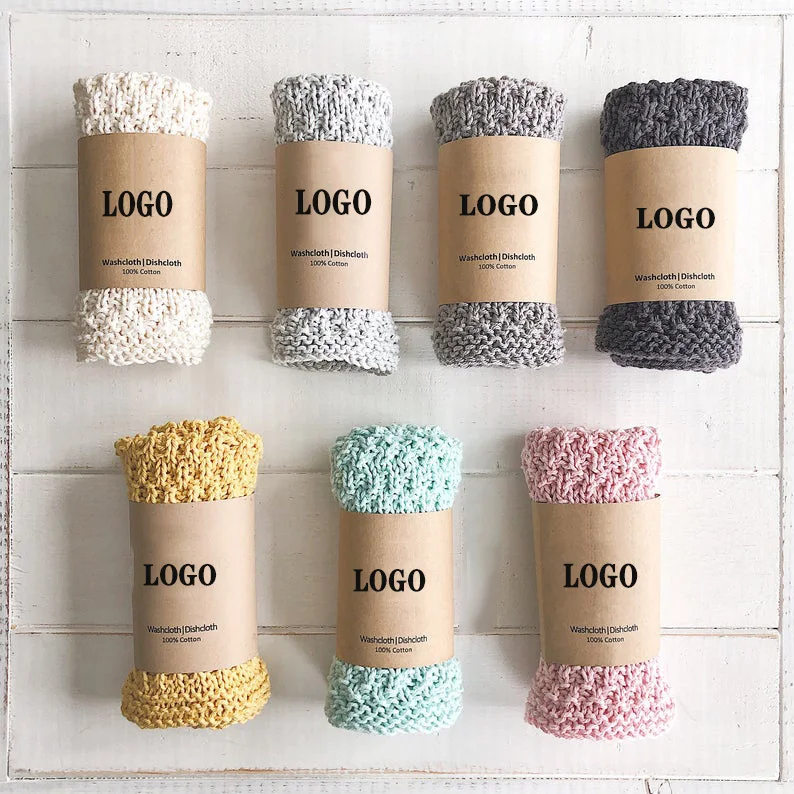 Y-Z Natural fibers hand crochet vegan dishcloth washcloth set eco friendly recycled cotton knitted dish cloth towels