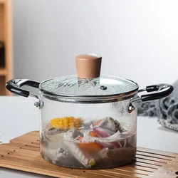 Big Size Clear Heat Resistant 2.5L Glass cooking Pots to Cook on Fire