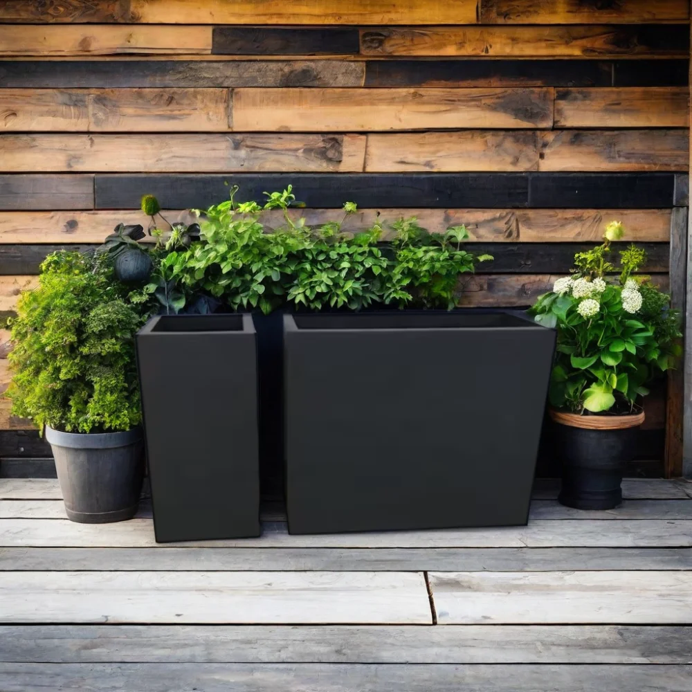 Steel sheet black corten steel planter rectangle metal outdoor garden box