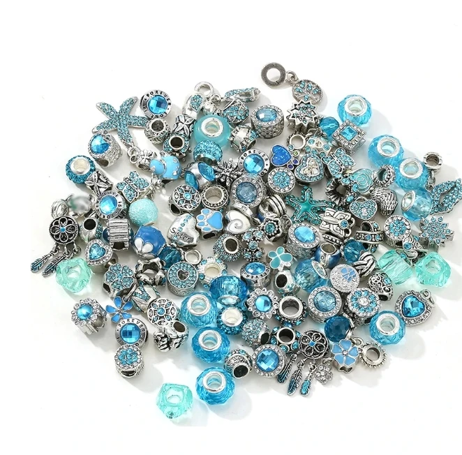 100pcs/50pcs/30pcs colorful mixed beads and charms alloy korean charms for jewelry making