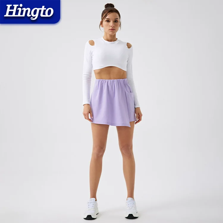 Custom sport long sleeve gym crop top women running shorts casual women workout crop top and running short set