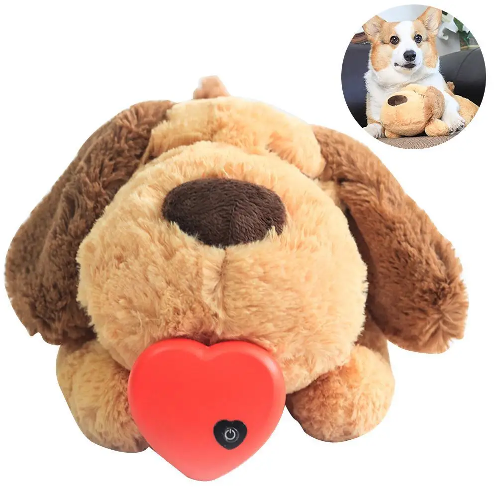 heartbeat dog toy for puppy heartbeat stuffed animal Squeaky Toy Dogs Pet Anxiety Relief and Calming Aid Plush Dog Heartbeat Toy