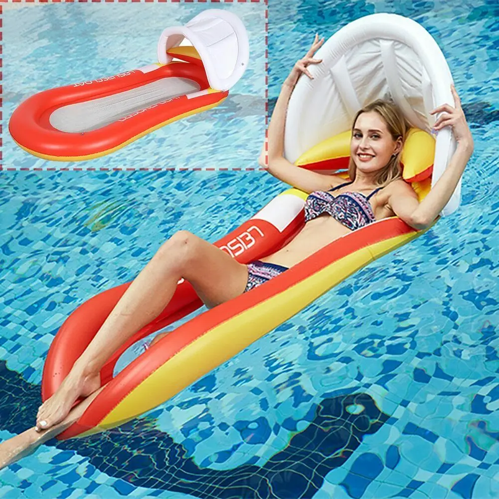 New design wholesale customization Water inflatable floating bed leisure folding backrest swimming circle in summer Stock