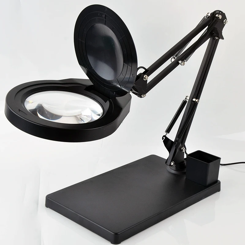 Magnifying Glass with Light and Stand, Real Glass Lens 5.5 Diopter Magnifying Lamp, 3 Color light Modes  for close work