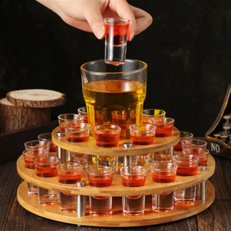 Present Bullet Cup Wooden Racks Bamboo Plate Holder For Party Restaurant
