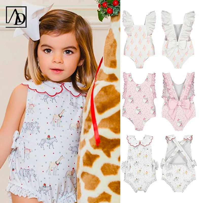 Customized summer new style girls ruffled one-piece swimsuit cute princess style baby girl swimwear kid bathing suits