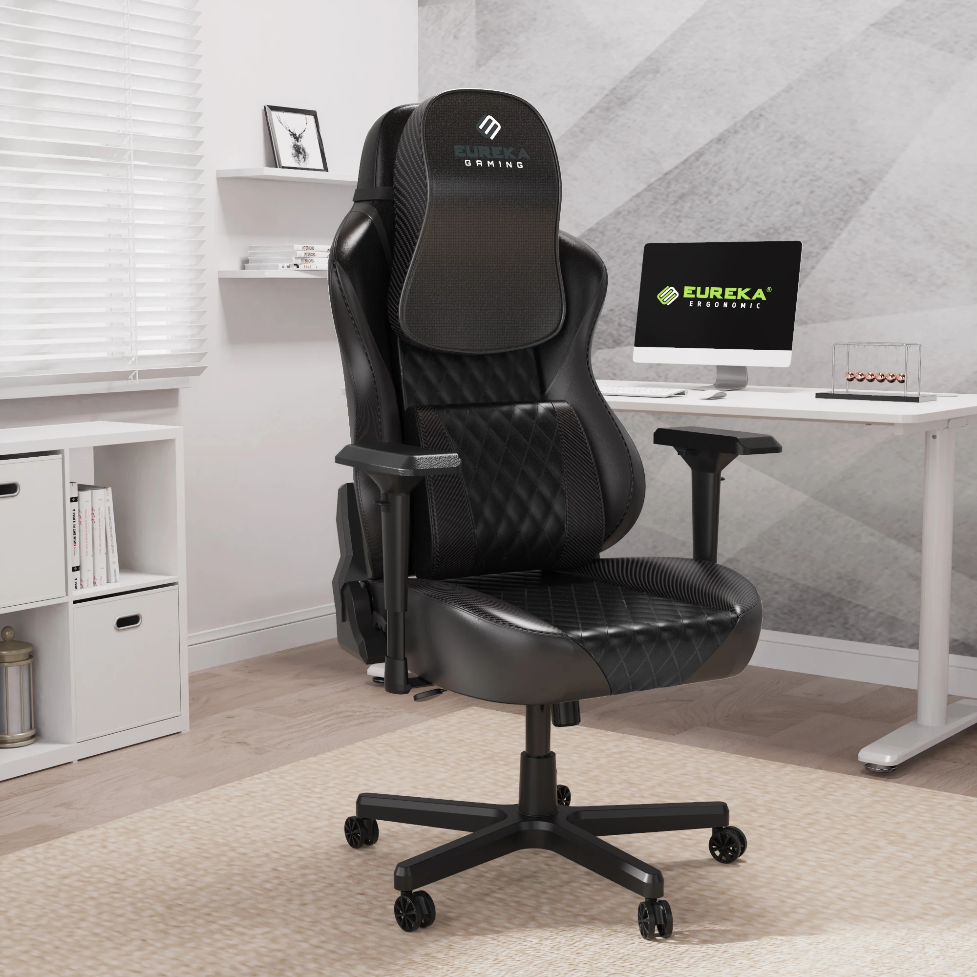 Игровое офисное кресло, эргономичный компьютерный стул с подставкой для ног, поддержка поясницы, подголовник, вращающийся, с высокой спинкой, Гоночное кресло