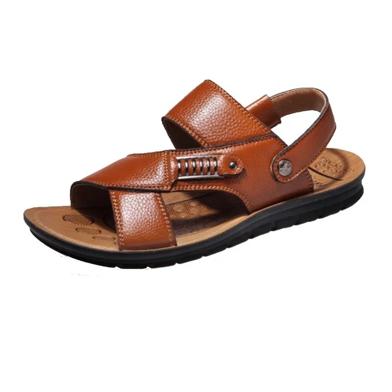 
dropshipping outdoor summer water casual sports leather sandals men slide slippers open toe beach casual sandals flat men shoes 