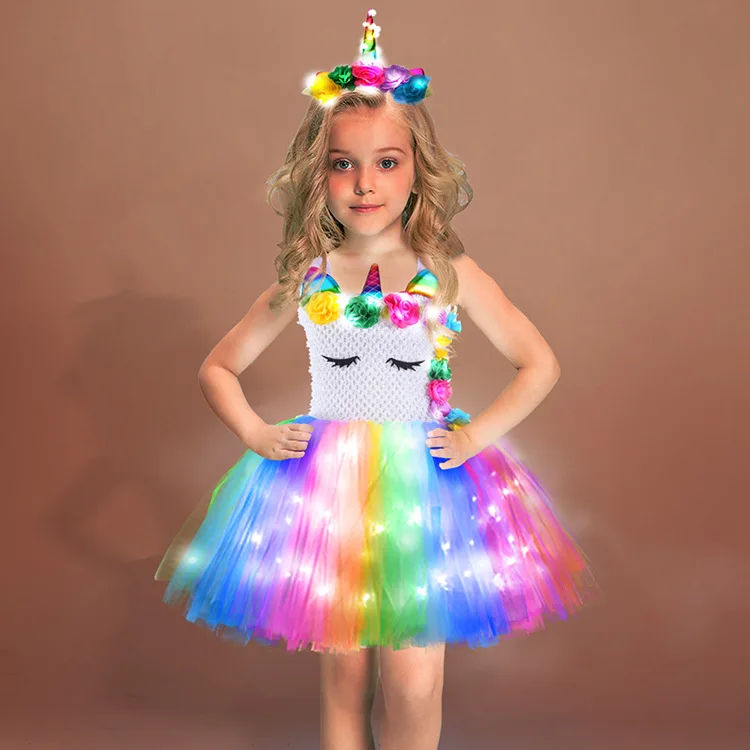 Unicorn Dress for Girls Princess Kids Halloween Party Costume with Tutu Costume Dress