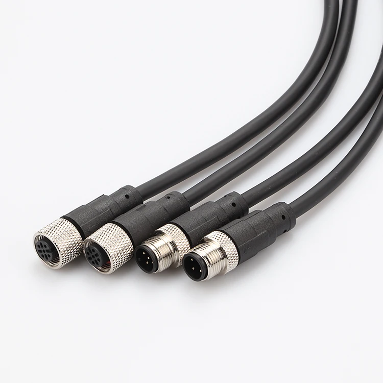 M12 Waterproof connector terminal Aviation plug with cable connector connector plug cable