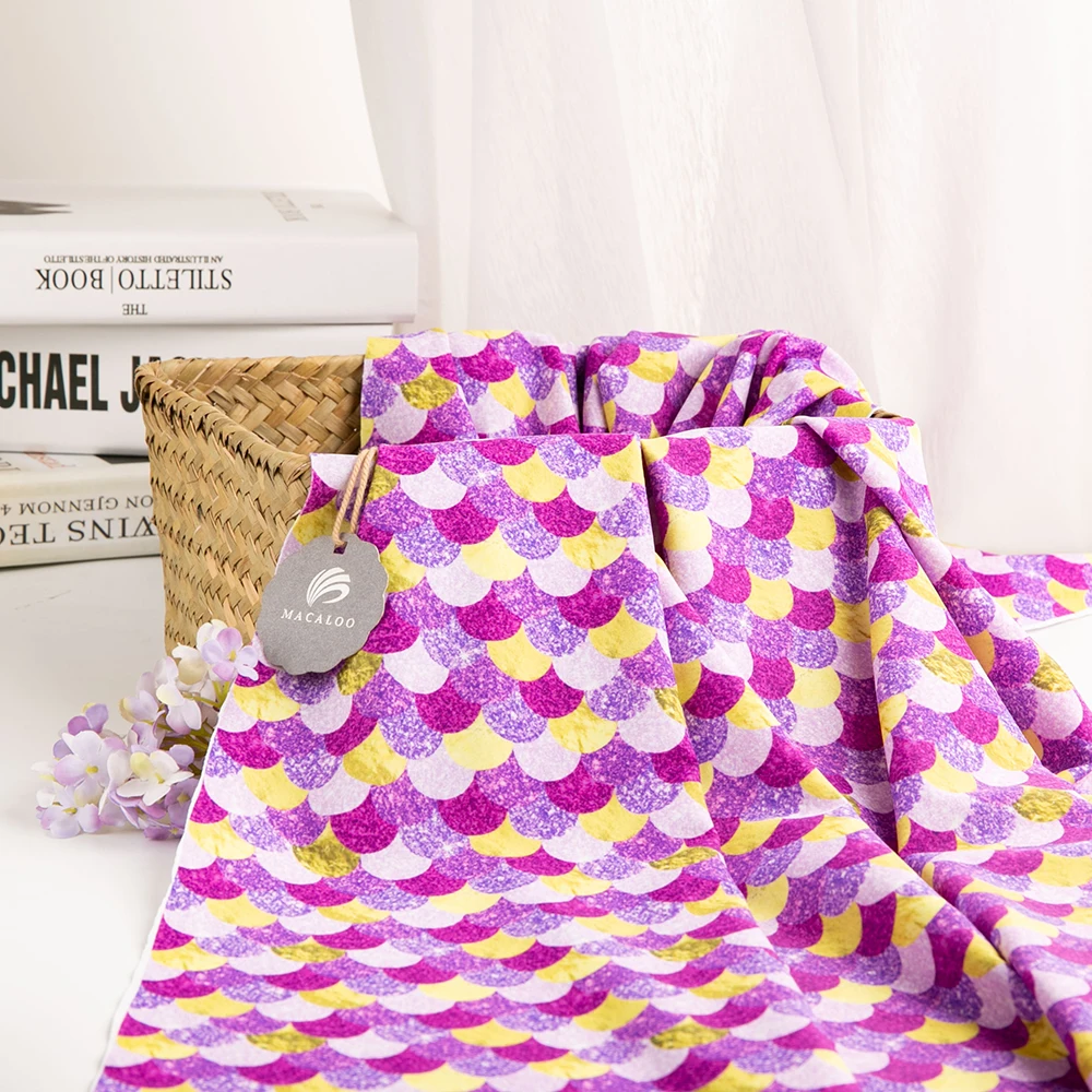 Medium weight polyamide spandex custom mermaid printed swimwear  fabric for leggings