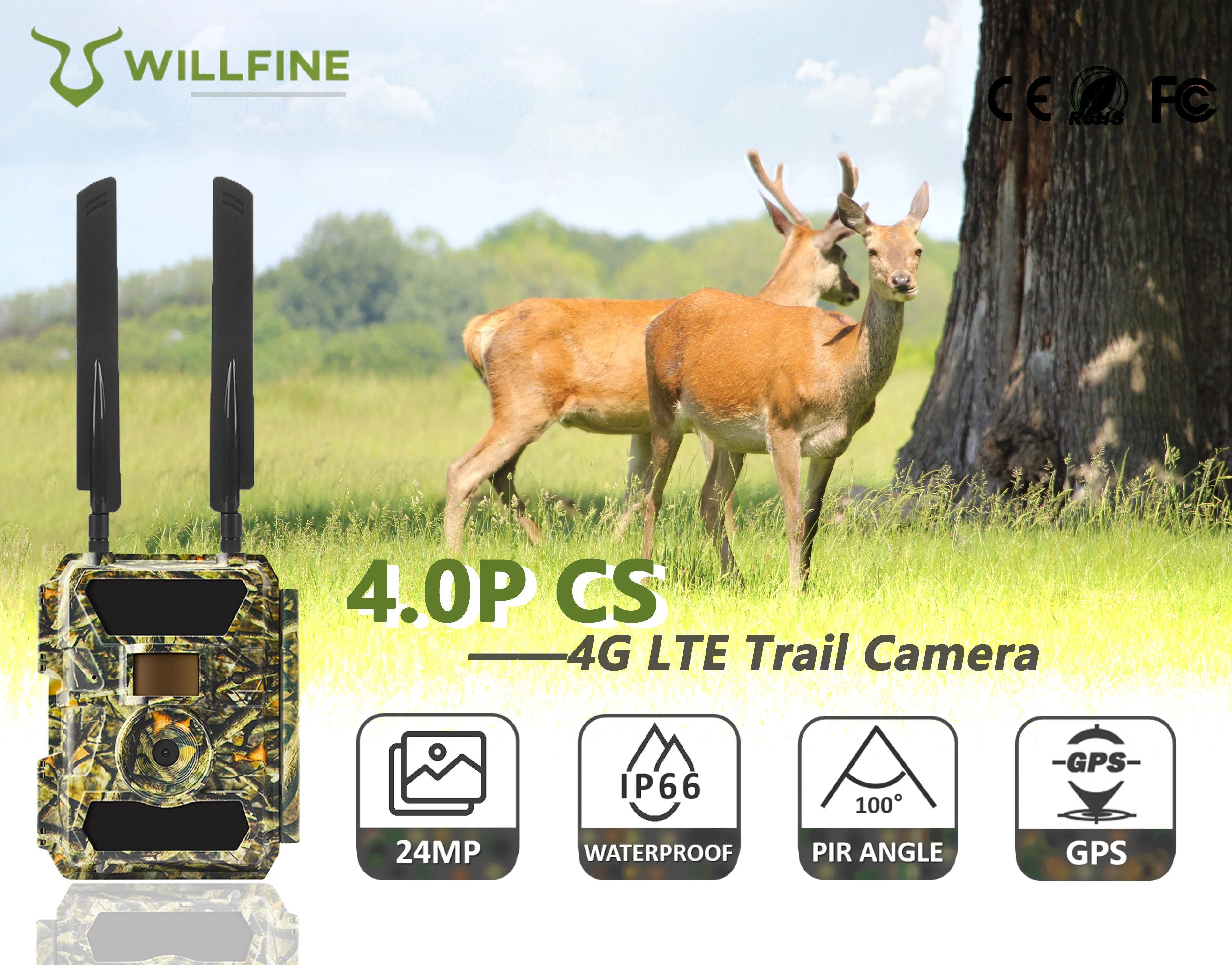 WILLFINE 4G wildcamera met app control sim card wildlife hunt cam hunting trail camera