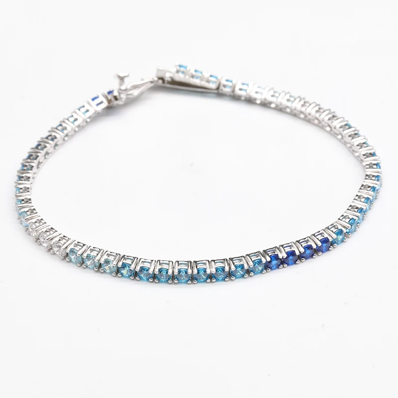 fine jewelry 925 sterling silver 2MM pink gradual change zircon tennis bracelet Orbit Inlay