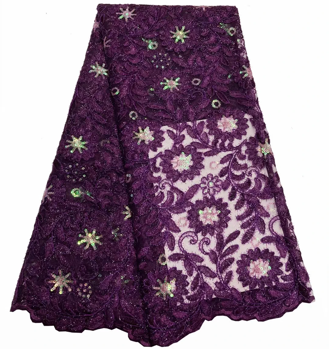 
New Designer 2021 Custom Patches Flower Lace Sequins Tulle African Embroidered Mesh Fabrics For Women Clothing UNDERWEAR 