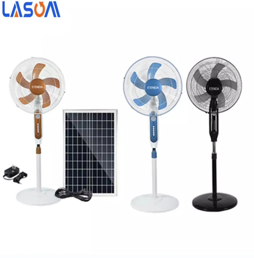 12V Solar fan rechargeable stand fan with 4 speed switches with 6600mA battery desk Industrial Fan Outdoor Portable
