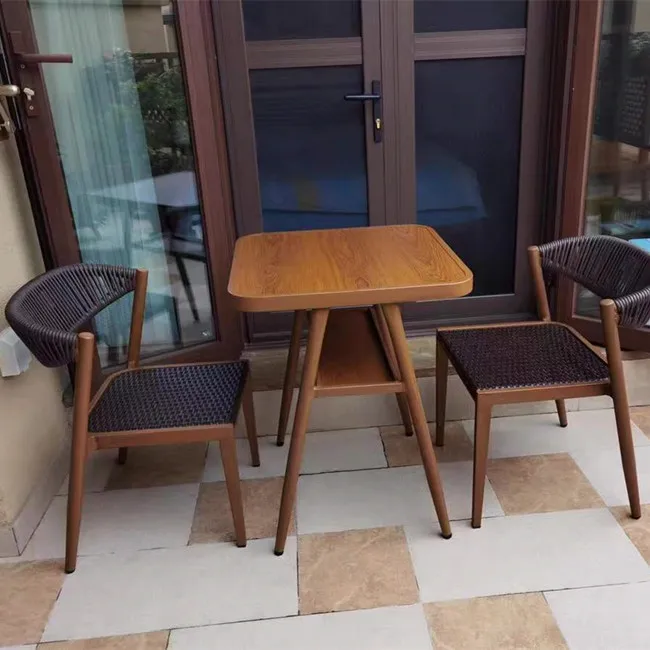 Leisure Outdoor Waterproof Furniture Aluminum Frame Wicker Rattan Garden Restaurant Dining Chair