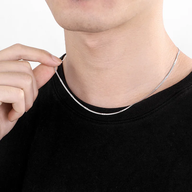 Trendy Fashion 316L Stainless Steel Snake Chain Necklace With Pearl Inspired by Joker 2.2mm Basic Chain With Titanium Main Stone