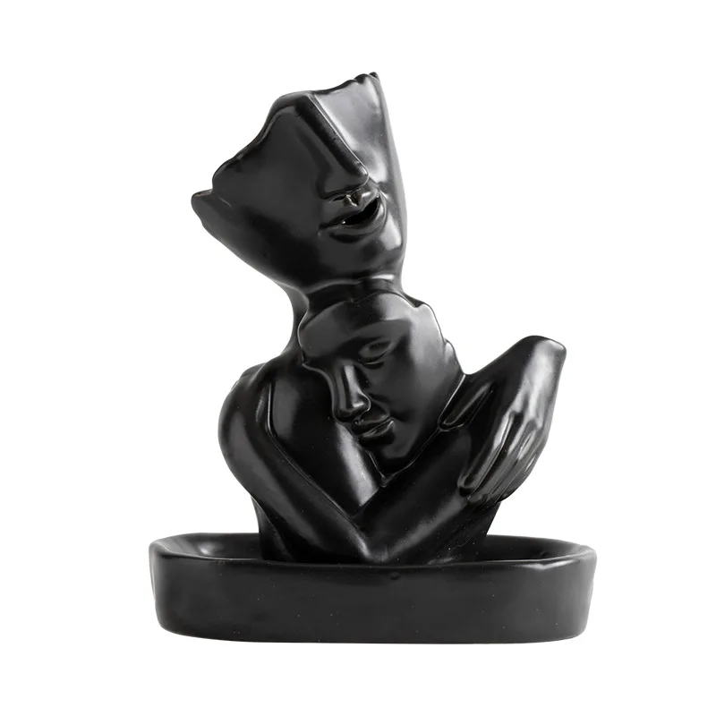 Face of Women in Hands Statue Backflow Incense Holder Waterfall Incense Burner Holder for Sticks Cones Home Office Yoga