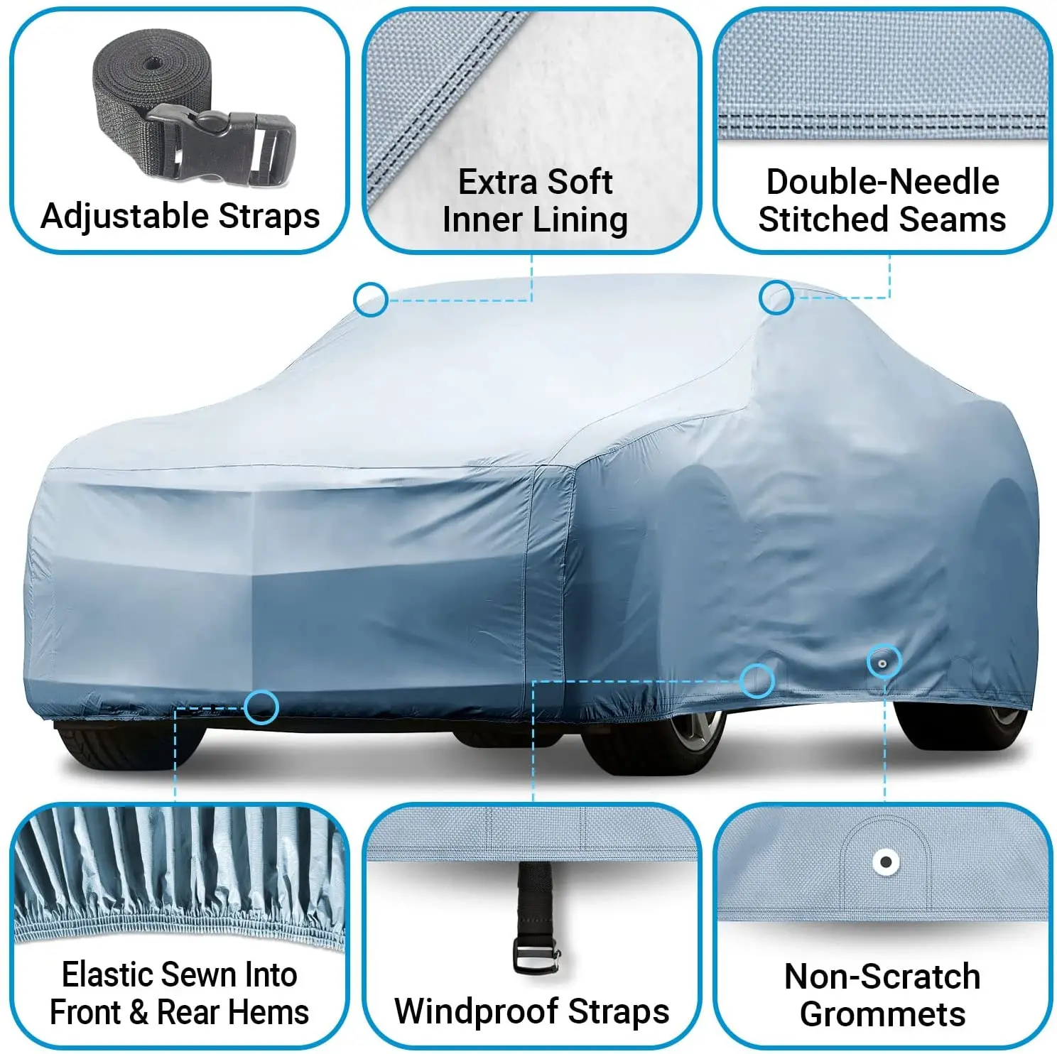 Monolayer PEVA Four Seasons All Weather Weatherproof Dustproof Outdoor Fitting Padded Premium Car Cover