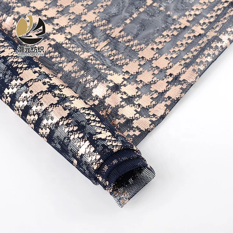 Plain woven high quality fancy design bronzing gold shiny glitter bird eye mesh fabric for dress