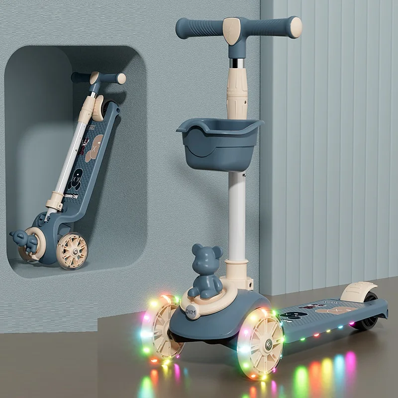 Kids Scooter With Seat Flash Children Kick Scooter With Led Lights For Kid Wheel Flash Wheel Kick Scooter Wholesale