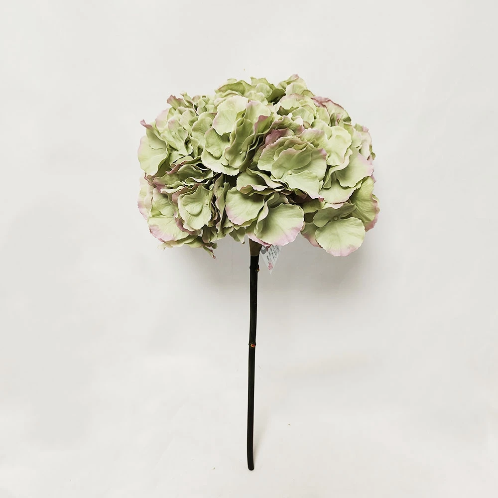 Green hydrangea artificial flower thinner stem big head flower wedding decoration silk floral luxury road lead flower