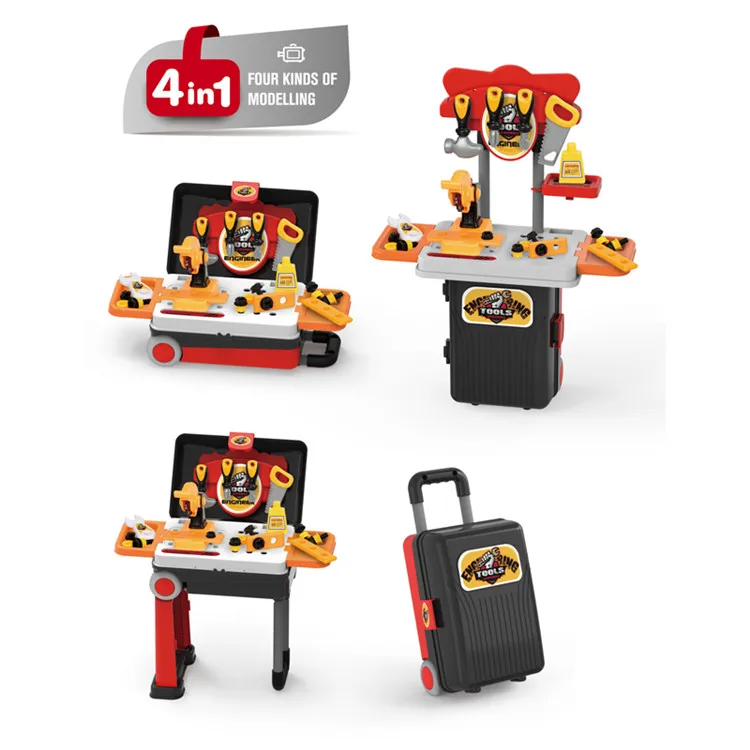 
Transformable 4 In 1 Plastic Suitcase Tool Table Educational Toys Set For Kids 
