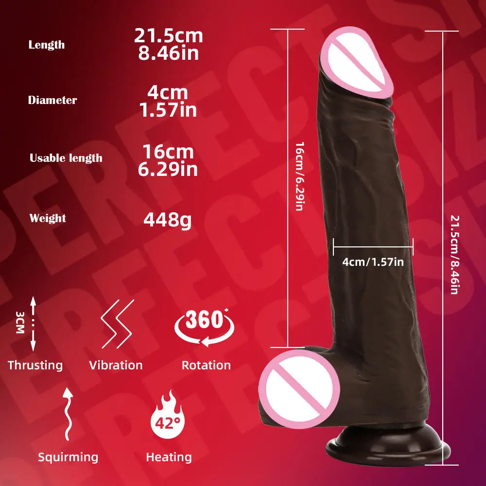 Realistic Dildo Vibrator With Strong Suction Cup, Soft Silicone Dildo With Telescoping Heating Remote Control, G-Spot Stimulator