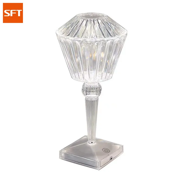 SFT New Arrival Modern Touch control Rechargeable cordless Lotus rose Petal Crystal Table Lamp