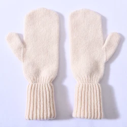 Double Cuffed Cashmere Full Finger Mittens Cycling Ski Daily Outdoor Thick Warm Wholesale Women Winter Custom Logo Knit Gloves