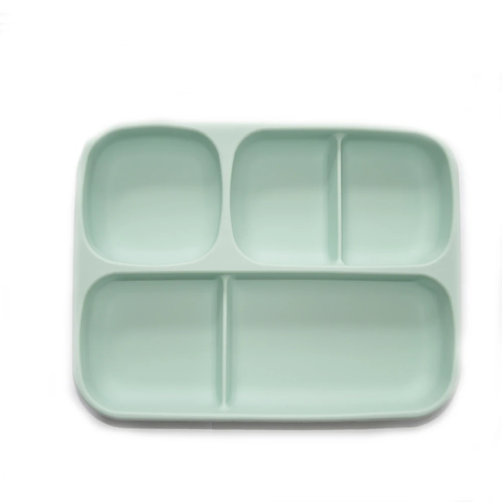 22 x 17cm Rectangular Partitioned Dinner Plate Baby Feeding Training Solid Food Bowl Silicone Snack Food Supplement Bowl