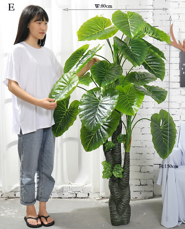 Artificial Grass and Palm Tree for Outdoor Home Hotel Office Decoration with Large Plastic Leaves