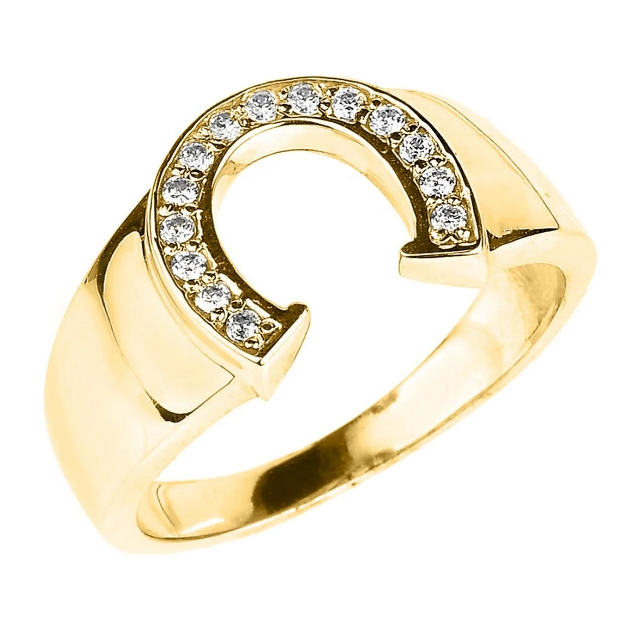 customized 925 sterling silver gold plated men cz horseshoe ring